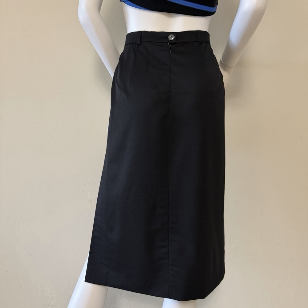 Classic ESCADA Black Pure‎ Wool Midi Pencil Skirt High Rise  with slit size 36 - Picture 3 of 15